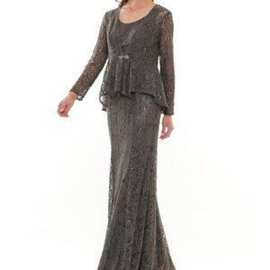 SALE NWT Marsoni by Colors M301 Lace Mother of the Bride Dress Charcoal Size 12